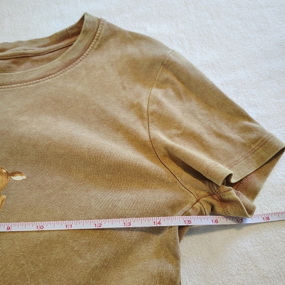 Junior's Tan Cropped Fitted Please Go Away Baby Graphic Tee Coquette Size XL - Picture 4 of 6